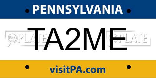 TA2ME Pennsylvania License Plate