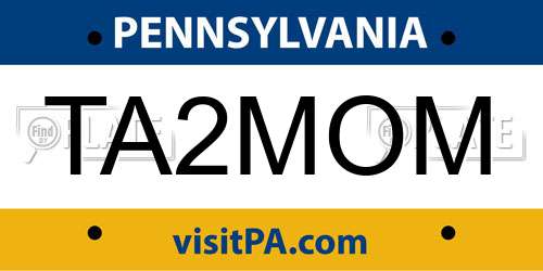TA2MOM Pennsylvania License Plate