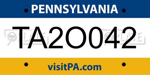 TA2O042 Pennsylvania License Plate