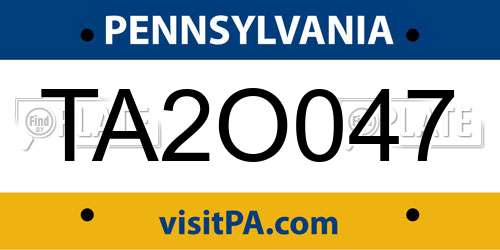 TA2O047 Pennsylvania License Plate