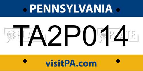 TA2P014 Pennsylvania License Plate