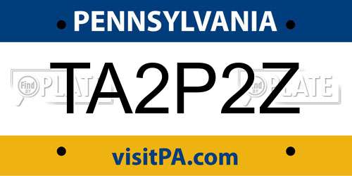 TA2P2Z Pennsylvania License Plate
