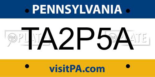 TA2P5A Pennsylvania License Plate