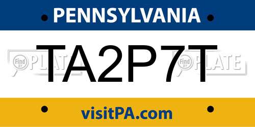 TA2P7T Pennsylvania License Plate