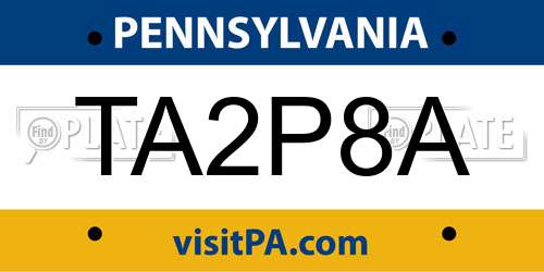 TA2P8A Pennsylvania License Plate