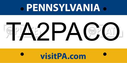 TA2PACO Pennsylvania License Plate