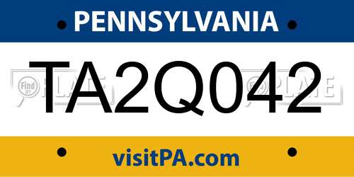 TA2Q042 Pennsylvania License Plate