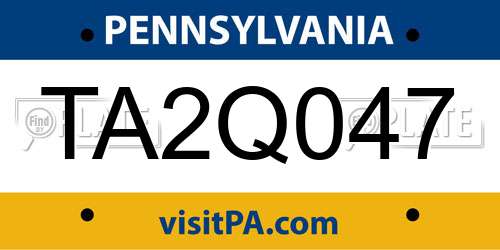 TA2Q047 Pennsylvania License Plate