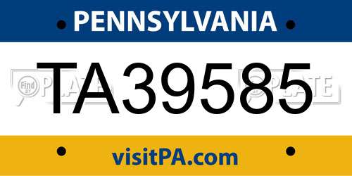 TA39585 Pennsylvania License Plate