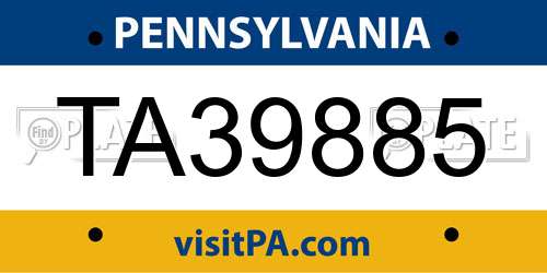 TA39885 Pennsylvania License Plate