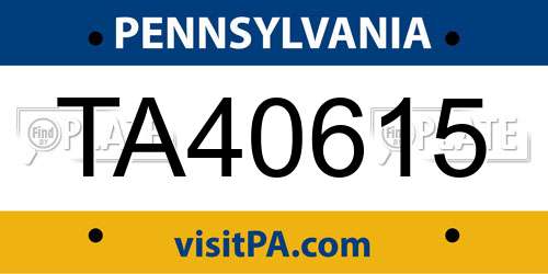 TA40615 Pennsylvania License Plate