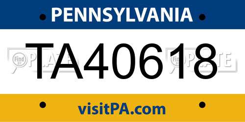 TA40618 Pennsylvania License Plate