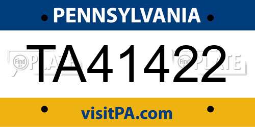 TA41422 Pennsylvania License Plate
