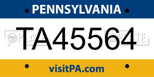 TA45564 Pennsylvania License Plate