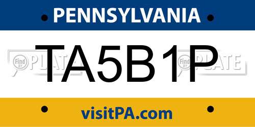TA5B1P Pennsylvania License Plate