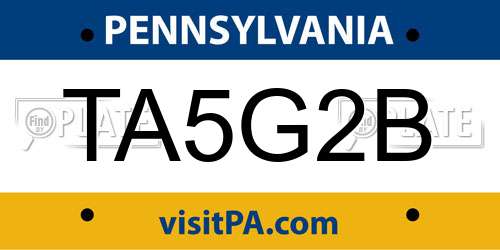 TA5G2B Pennsylvania License Plate