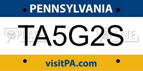 TA5G2S Pennsylvania License Plate