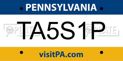 TA5S1P Pennsylvania License Plate