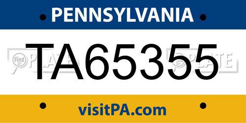 TA65355 Pennsylvania License Plate