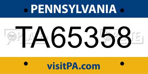TA65358 Pennsylvania License Plate