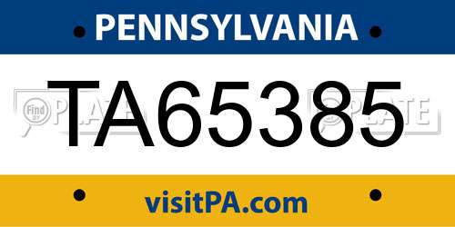 TA65385 Pennsylvania License Plate