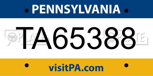 TA65388 Pennsylvania License Plate