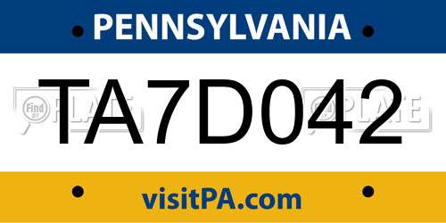 TA7D042 Pennsylvania License Plate