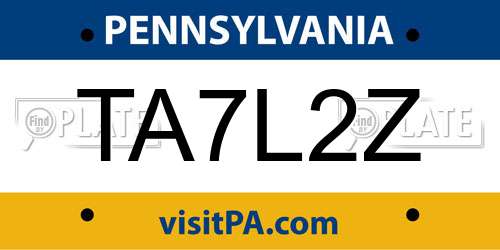 TA7L2Z Pennsylvania License Plate