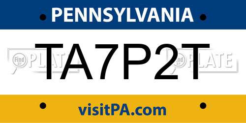 TA7P2T Pennsylvania License Plate