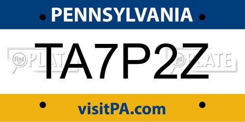 TA7P2Z Pennsylvania License Plate
