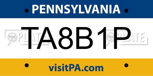 TA8B1P Pennsylvania License Plate