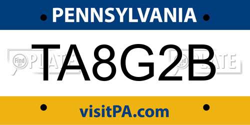 TA8G2B Pennsylvania License Plate
