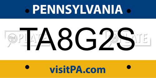 TA8G2S Pennsylvania License Plate