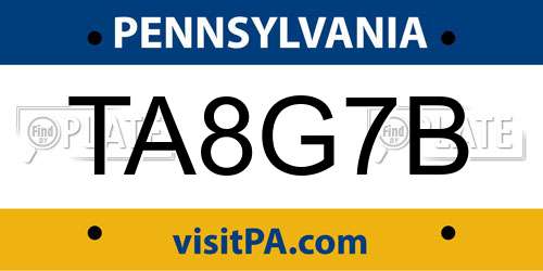 TA8G7B Pennsylvania License Plate