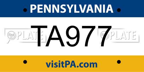 TA977 Pennsylvania License Plate