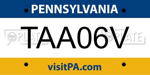 TAA06V Pennsylvania License Plate
