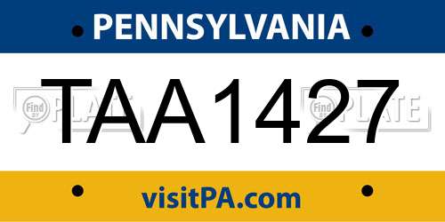 TAA1427 Pennsylvania License Plate