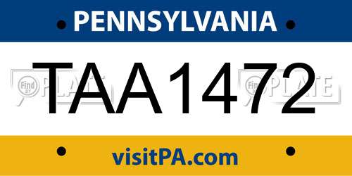 TAA1472 Pennsylvania License Plate