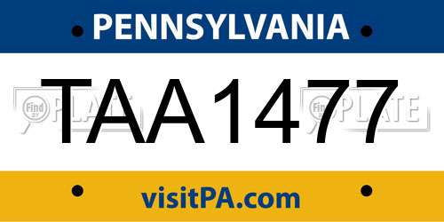TAA1477 Pennsylvania License Plate