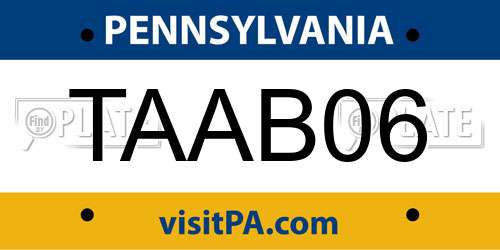 TAAB06 Pennsylvania License Plate