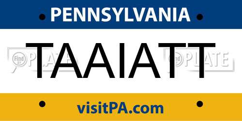 TAAIATT Pennsylvania License Plate
