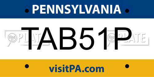 TAB51P Pennsylvania License Plate