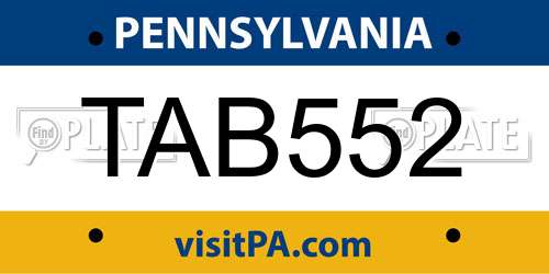 TAB552 Pennsylvania License Plate