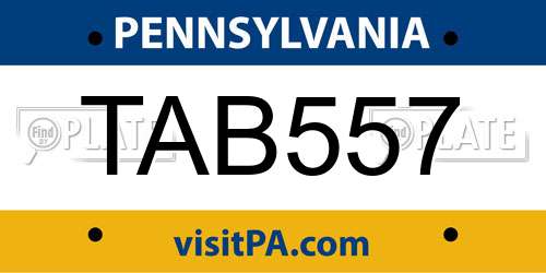 TAB557 Pennsylvania License Plate