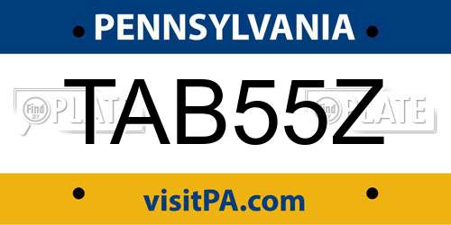 TAB55Z Pennsylvania License Plate