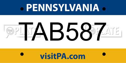 TAB587 Pennsylvania License Plate