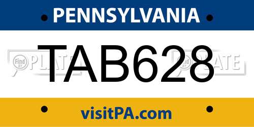 TAB628 Pennsylvania License Plate