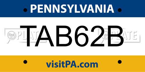 TAB62B Pennsylvania License Plate