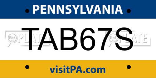 TAB67S Pennsylvania License Plate