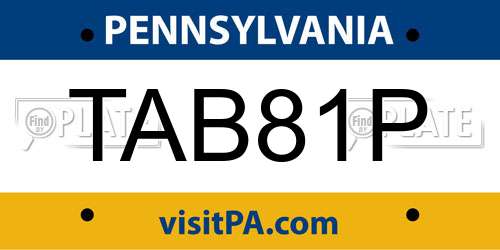 TAB81P Pennsylvania License Plate